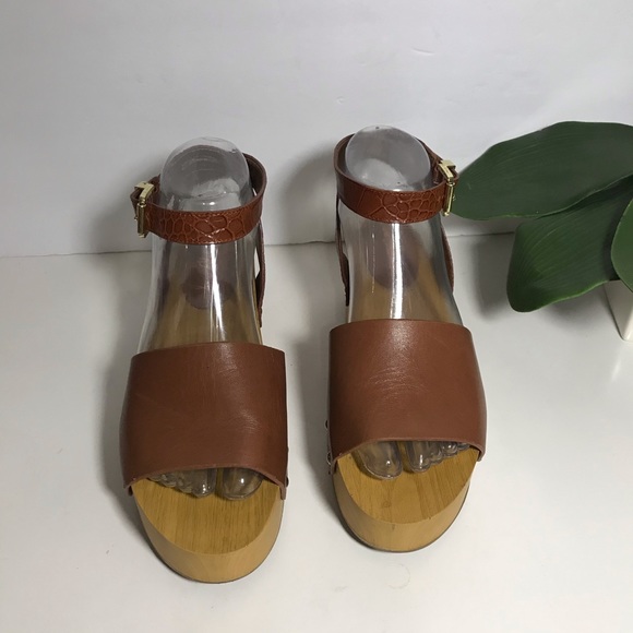 Sam Edelman Brynn Brown Leather Wedge Sandals Clog - Picture 7 of 7